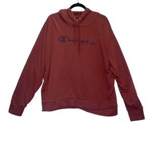 Champion Sandalwood Red Logo Hooded Sweatshirt